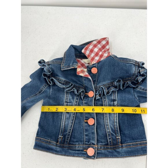 Matilda Jane Girls Size 2 Ruffled Gingham Denim Jacket Boho Whimsical - Picture 5 of 13